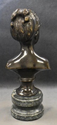 Bronze bust of woman on marble stand, Andrea by Sadie, 11.5"h - 4