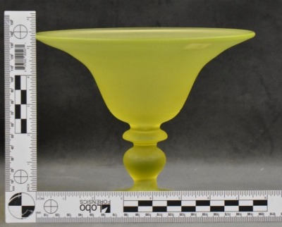 (2) Canary yellow Tiffin satin glass compotes - 8