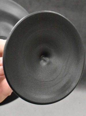 Black Tiffin satin glass 8"h x 7"d compote - 4