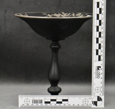 Black Tiffin satin glass 8"h x 7"d compote - 6