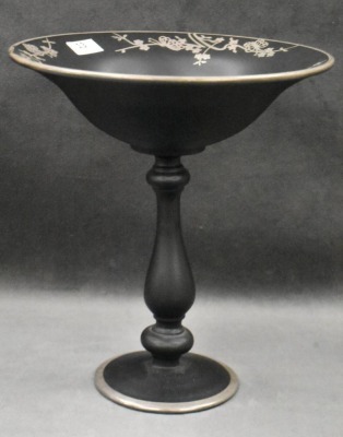 Black Tiffin satin glass 8"h x 7"d compote - 7
