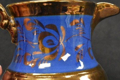 (2) Decorated Copper luster pitchers, 3.5" and 5.5" - 5