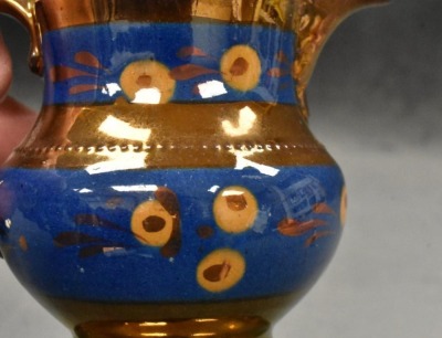 (2) Decorated Copper luster pitchers, 3.5" and 5.5" - 6