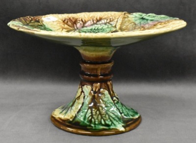 Majolica Begonia Leaf 5" cake stand, 9"d - 4