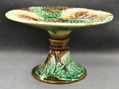 Majolica Begonia Leaf 5" cake stand, 9"d - 5