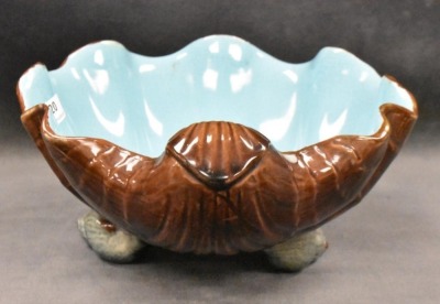 Majolica ftd. shell-shaped 4"h bowl, 9"d - 5