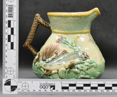 English Majolica Fish and Shell 6" pitcher - 9