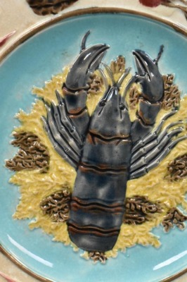 Victorian Majolica 8.5"d Lobster plate, mrkd. Wedgwood - 2