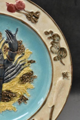 Victorian Majolica 8.5"d Lobster plate, mrkd. Wedgwood - 3