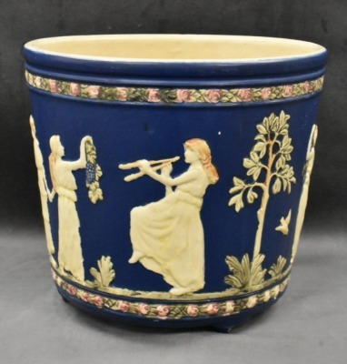 Weller Blue Ware 8.5"h x 10"d ftd. jardiniere - 4