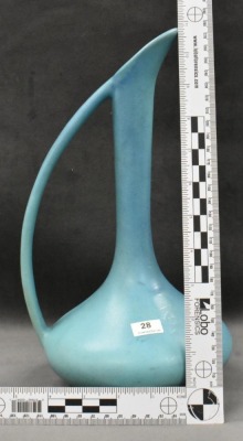 Van Briggle 12" ewer, turquoise - 6