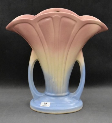 Hull Mardi Gras Granada 47-9" fan vase, pink/ blue - 9