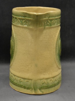 Yellow ware 8" pitcher w/ design of grazing cows - 4