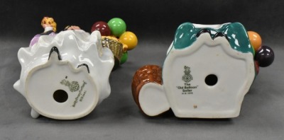 (2) Royal Doulton figurines: HN 1315 The Old Balloon Seller, 7.5"; HN 1843 Biddy Pennyfarthing, 8.5" - 7