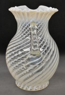 Fenton white opalescent Spiral Optic 10" pitcher - 4