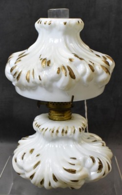 Fenton/ LG Wright Plume nutmeg puffy miniature oil lamp - 3