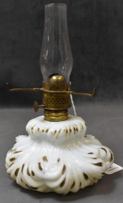 Fenton/ LG Wright Plume nutmeg puffy miniature oil lamp - 4