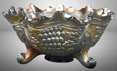 Carnival Glass Grape and Cable (Fenton) ftd. Orange bowl, cobalt - 2