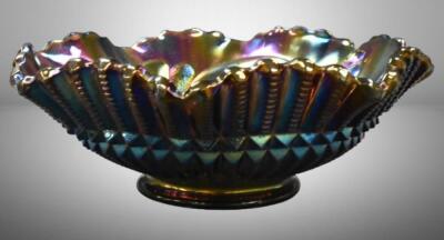 Carnival Glass Scroll Embossed (Imperial) 7.5"d bowl, purple - 2