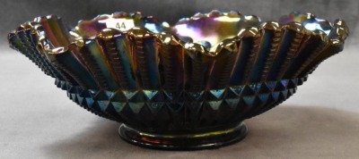 Carnival Glass Scroll Embossed (Imperial) 7.5"d bowl, purple - 4
