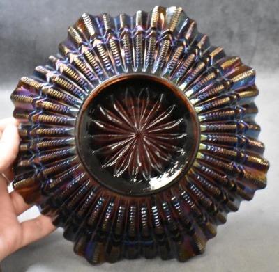 Carnival Glass Scroll Embossed (Imperial) 7.5"d bowl, purple - 5