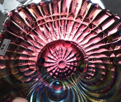 Carnival Glass Scroll Embossed (Imperial) 7.5"d bowl, purple - 6