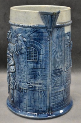 Mrkd. Flemish Jugs stoneware blown-out figural 8.5" pitcher - 2