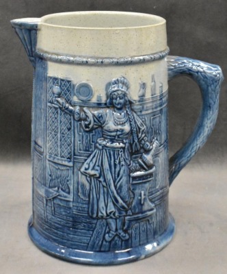 Mrkd. Flemish Jugs stoneware blown-out figural 8.5" pitcher - 3