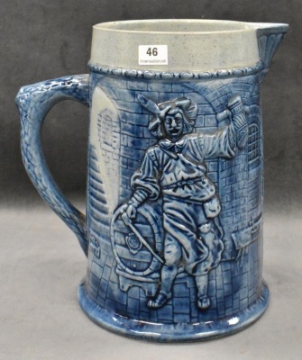 Mrkd. Flemish Jugs stoneware blown-out figural 8.5" pitcher - 9