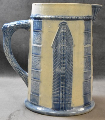 Blue and gray stoneware "Windy City" 8.5" pitcher - 3