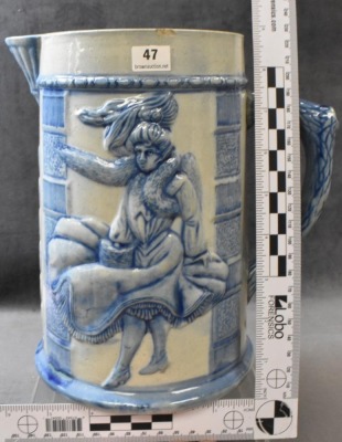 Blue and gray stoneware "Windy City" 8.5" pitcher - 6