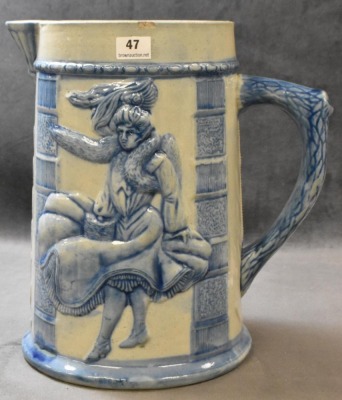 Blue and gray stoneware "Windy City" 8.5" pitcher - 9
