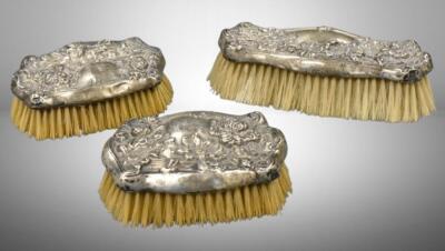(3) piece Sterling Silver vanity brushes