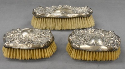 (3) piece Sterling Silver vanity brushes - 3