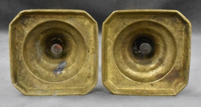 Pair of English Victorian Beehive and Diamond push-up 13" brass candlesticks - 6