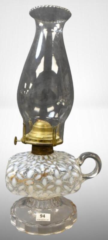 Clear opalescent Snowflake finger hold kerosene lamp