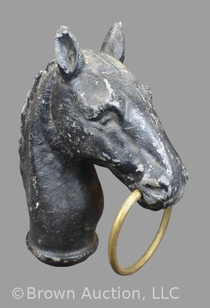 Cast Iron horse head hitching post, 9.5" tall