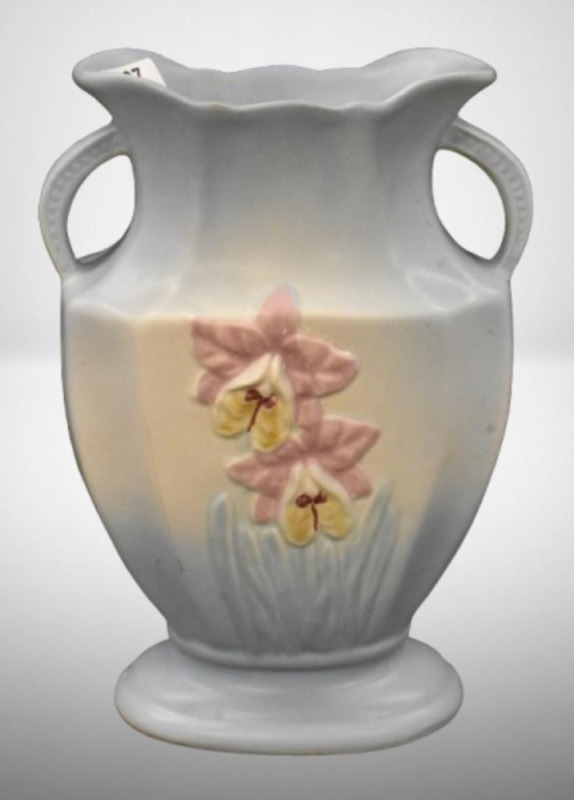 Hull Orchid 309-8" vase, blue