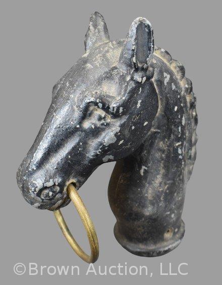 Cast Iron horse head hitching post, 9.5" tall