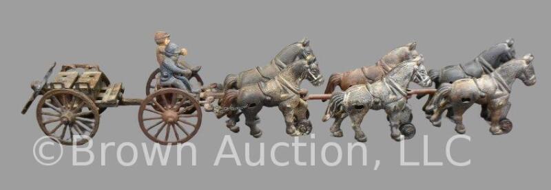 Cast Iron 6-horse drawn military ammunition wagon