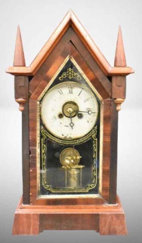New Haven? steeple clock, 17.5" tall - works!
