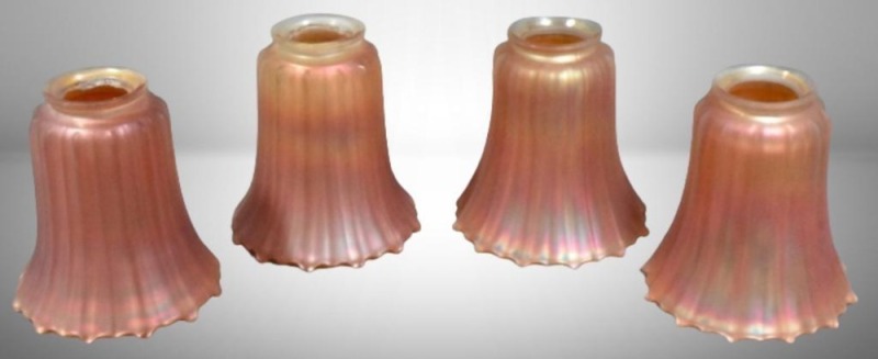 (4) Carnival Glass lamp shades, marigold