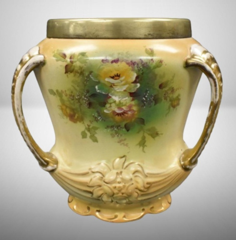 Mrkd. Royal Devon three-handed 6" vase
