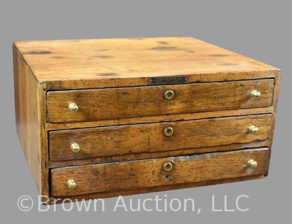 Wood countertop 3-drawer storage cabinet with divided units in each drawer