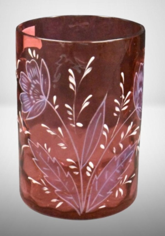 Decorated cranberry 4.5" tumbler