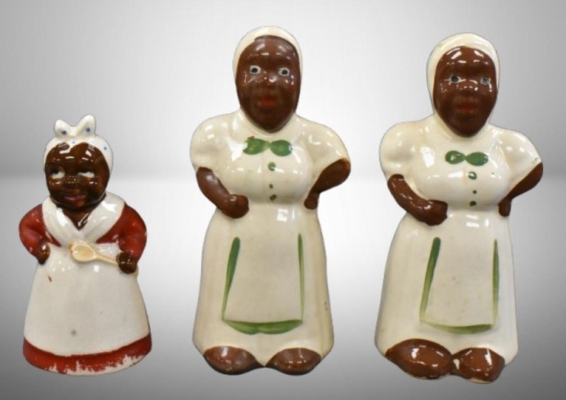 Set of Black Americana Aunt Jemima 6.5" salt and pepper shakers + Mammy 5" salt shaker