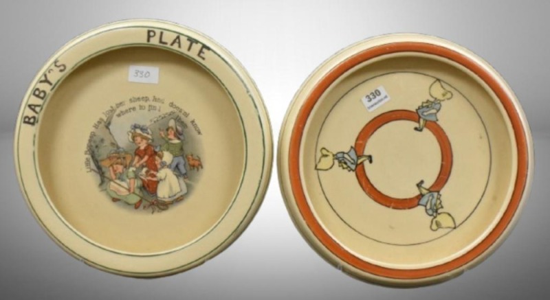 (2) Roseville Juvenile 8"d Baby's Plate