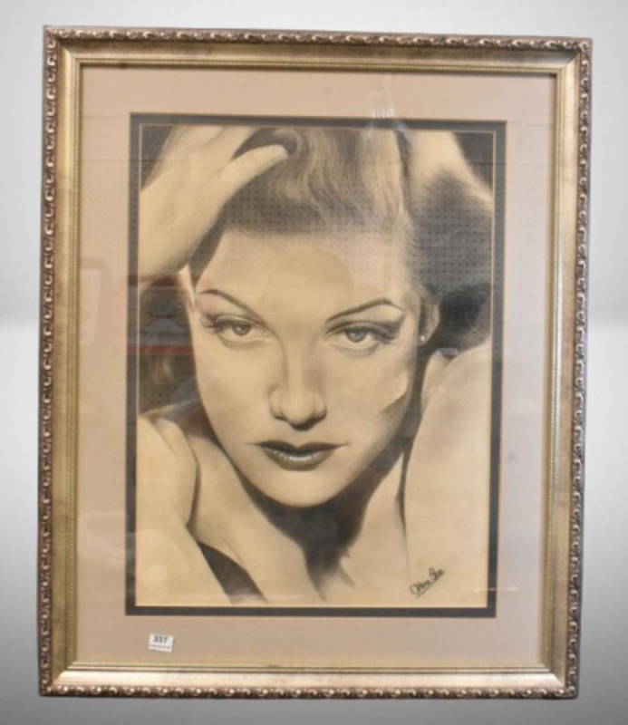 Pencil sketch of Ann Sheridan by Arturo Silva