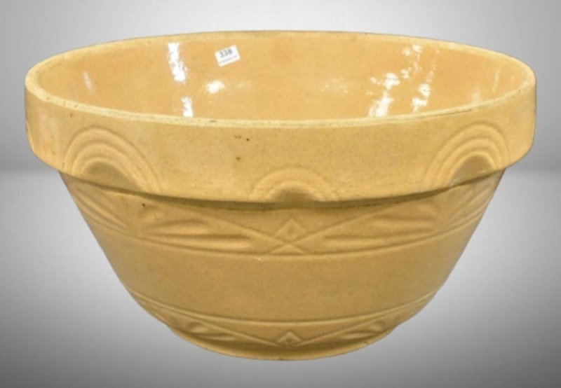 Yellow ware mixing bowl, 14"d x 7.5"h