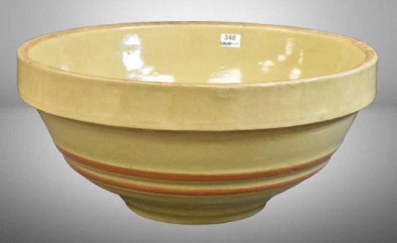 Yellow ware mixing bowl, 12"d x 5"h